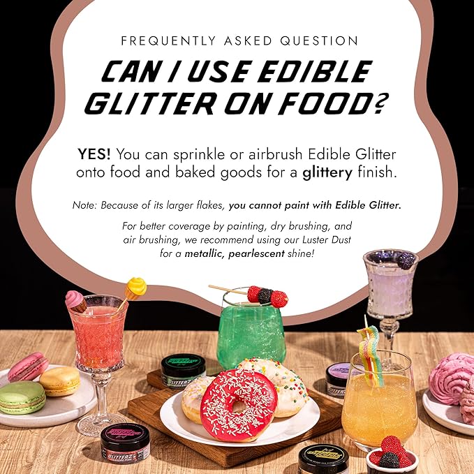 MONÉGASQUE Brown Edible Glitter for Drinks 10g – Halloween Edible Glitter for Cakes & Cocktails – Brown Sprinkles for Food & Cake Decorating – Drink Shimmer Powder Spray Dust for Cocktail Decorations