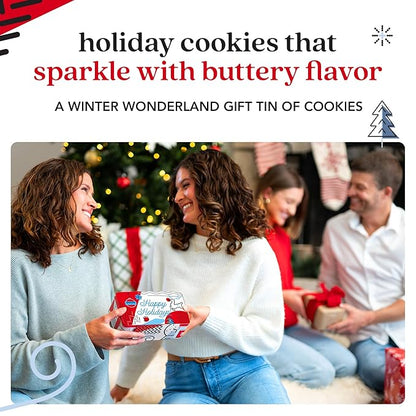 David's Cookies Winter Wonderland Thin and Crispy Cookies Tin – Gourmet Crunchy Cookies in Festive Sweet Sampler – Holiday Dessert Gift for Friends Family, Christmas Treats and Seasonal Celebrations