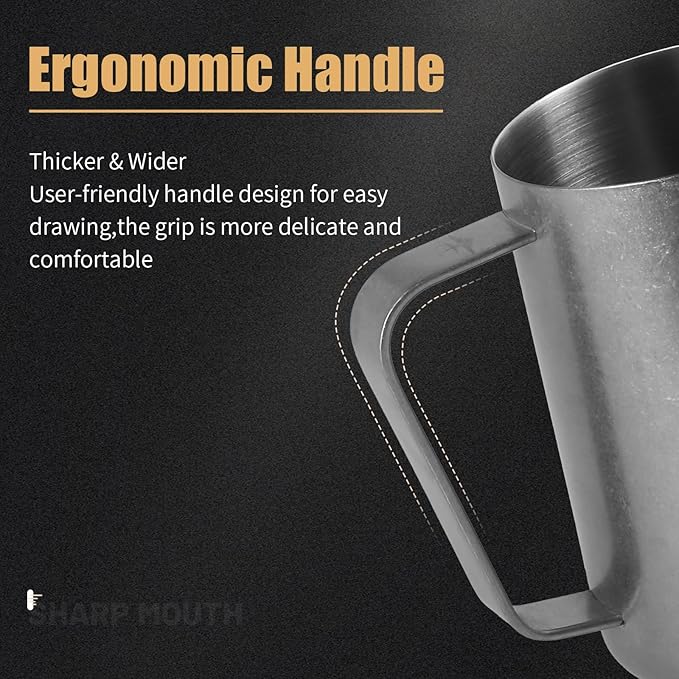 MHW-3BOMBER Milk Frothing Pitcher, 20oz/600ml Frother Cup for Barista, SUS304 Stainless Steel Espresso Steaming Pitcher for Coffee/Latte Art, P3015SS-OS
