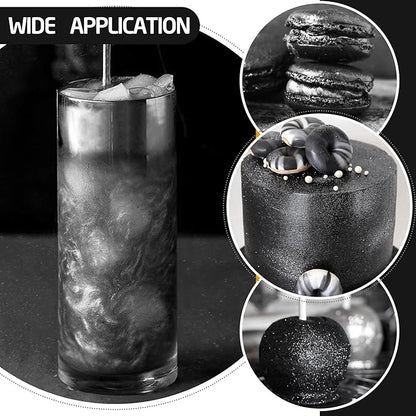 Edible Glitter Spray - 3/4oz Luster Dust Edible Food Grade Glitter Shimmer Dust Powder for Cocktails, Drinks, Cake Decorating - Metallic Food Coloring Powder for Wine, Candy, Cookie, Icing (Black)