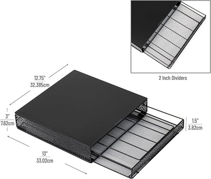 Mind Reader Single Serve Coffee Pod Drawer, 36 Pod Capacity, Countertop Organizer, Metal, 12.75" L x 13" W x 3" H, Black