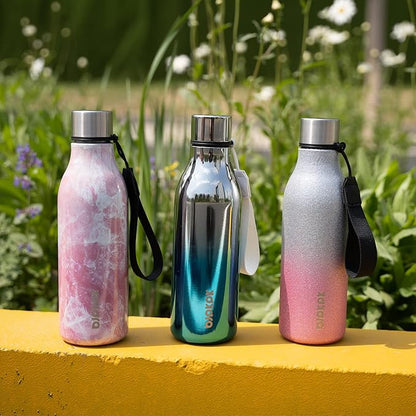 BJPKPK Insulated Water Bottles, 18 oz Stainless Steel Metal Water Bottle with Strap, BPA Free Leak Proof Thermos, Mugs, Flasks, Reusable Water Bottle for Sports & Travel, Wonderland