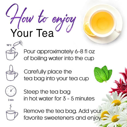 Refreshing Mint Herbal 60 Tea Bags – Special Blend Of Spearmint and Peppermint with Chamomile, and Top Herbal Ingredients for Digestive Comfort & Relaxation, Caffeine-Free, Naturally Sweet, Non GMO