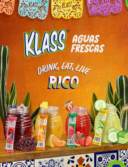 Klass Aguas Frescas | Drink Mix Hibiscus Berries | Sugar Free! (40 Count Powder Stick Packs)