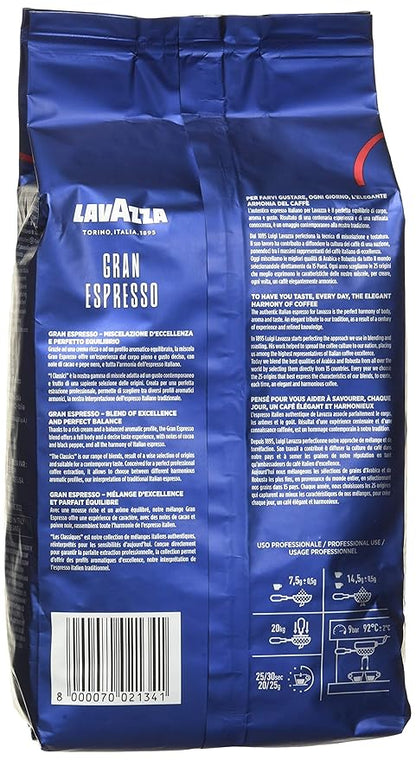 Lavazza medium roast Grand Espresso Whole Bean Coffee, 2.2-lbs (Pack of 2)