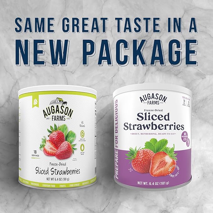 Augason Farms Freeze Dried Sliced Strawberries Can - Gluten Free Snack for Baking, Smoothies, and Emergency Storage - Healthy Individual Fruit Snacks – 6.5 Ounces (18 Servings)