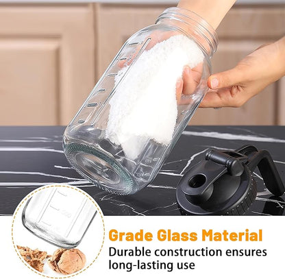 64oz Glass Pitcher with Lid-2 Quart, Heavy Duty Glass Mason Jar Pitcher 2 Packs, Leak-Proof Wide Mouth Jar with Pouring Airtight Lid, Ideal Container for Water, Juice, Milk and Drinks Storage