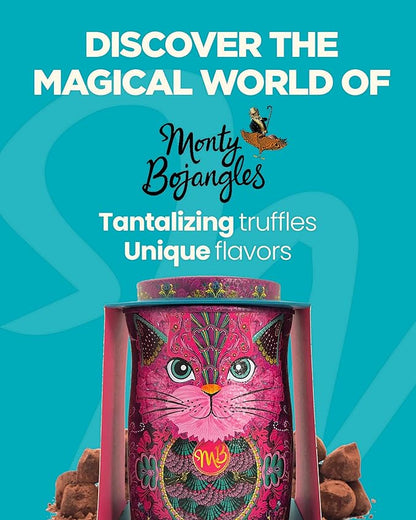 Monty Bojangles Persian Pink Cocoa Dusted Truffles Cat Tin (4.37 oz) - Choccy Scoffy Flavoured Luxury Chocolatey Truffles - Collectable Cat Tin Chocolate Gift With Bespoke Design