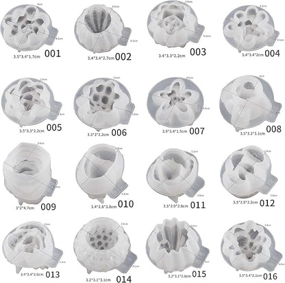 16 Pack Flower Succulent Candle Mold Resin Casting Silicone Molds for Home Decor & Candle Making Wave Spiral Mold