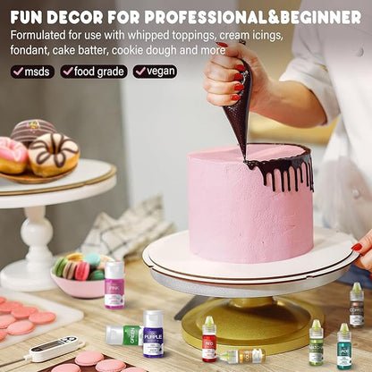 Gel Food Coloring - 22 Vivid Colors Gel Food Coloring Set for Baking, Cake Decorating, Cookie, Fondant, Macaron - Tasteless Concentrated Edible Food Color Dye for Icing, Drinks, Crafts - 6ml Bottles