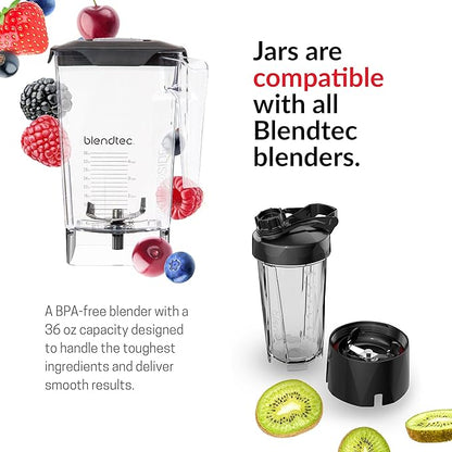 Blendtec Original Designer Series Blender and 90 Oz WildSide+ Jar - Kitchen Blender Bundle - Black