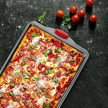 Boxiki Kitchen Non-Stick Baking & Cookie Sheet Pan Non-Toxic 11x14 Inch Rimmed Carbon Steel Baking Sheet. Dent, Warp and Rust Resistant. Heavy Gauge Steel Oven Baking Sheet. 1 Tray.