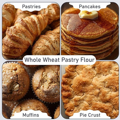Great River Milling Organic Whole Wheat Pastry Flour | Soft Texture, Lower Gluten | USDA Organic, Non-GMO, Kosher | Ideal for Muffins, Cookies, Cakes & More | 5 Lb