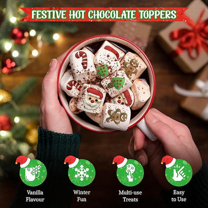 4E's Novelty Christmas Decorated Marshmallow Large Individually Wrapped 16 Pcs - Large Christmas Marshmallows for Hot Chocolate Toppers, Marshmallow Treat Toppings for Hot Cocoa Bar Supplies, Christmas Candy for Kid Adults 4.2oz