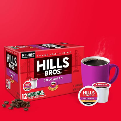 Hills Bros. Colombian Blend Keurig K-Cup Pods for Keurig Brewers – Medium Roast Premium Arabica Blend, Kosher – 1 Pack of 12 Single Serve Pods