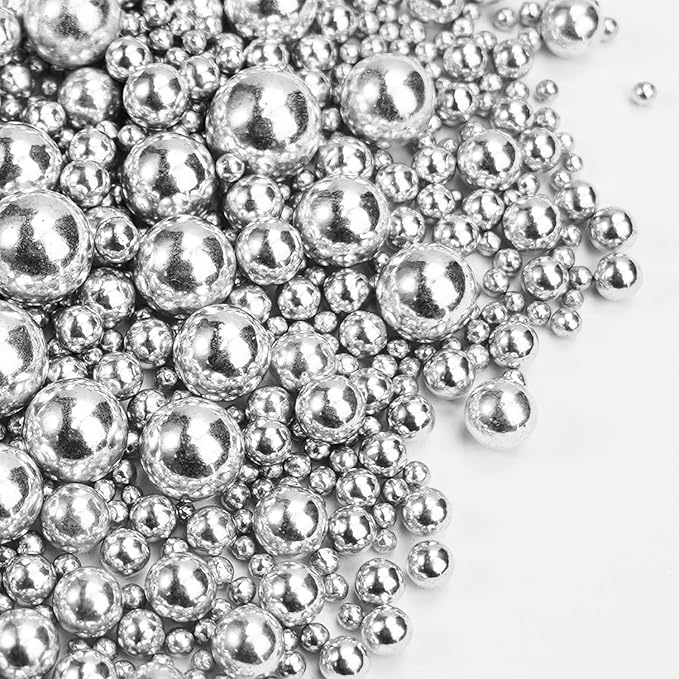 Silver Pearl Sugar Sprinkles for Cake Decorating, 150g/5.29oz Mix Size, Edible Candy Pearls, Cake Decorations, Cupcakes & Cake Toppers, Holiday, Wedding Party, Easter, Christmas Supplies