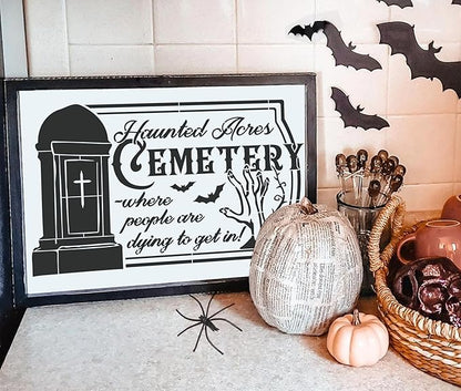 Halloween Stencils for Painting 11.7”x8.26” Reusable Halloween Stencil A4 Skeleton Witch Black Cats Draw Templates for Wood Signs Walls Windows Door Mat Fabrics
