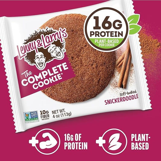 Lenny & Larry's The Complete Cookie, Snickerdoodle, Soft Baked, 8g Plant Protein, Vegan, Non-GMO, 2 Ounce Cookie (Pack of 12)