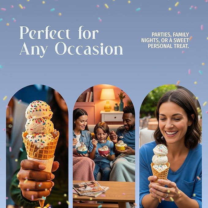 Triple Scoop - Premium Birthday Cake Ice Cream Mix For Ice Cream Maker. Simple, Easy, Delicious. From Gourmet Mix To Maker in 5 Minutes, Makes 2 Creamy Quarts, Made in USA (1 Pack, Birthday Cake)