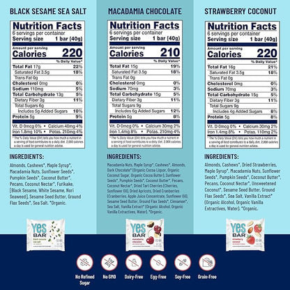 The YES Bar – Six Flavor Variety Pack – Plant Based Protein, Decadent Snack Bar – Vegan, Paleo, Gluten Free, Dairy Free, Low Sugar, Healthy Snack, Breakfast, Low Carb, Keto Friendly (Pack of 6)