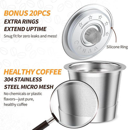 6 Pack K Cup Reusable Coffee Pods for Keurg: Stainless Steel Refillable K Cup - Reusable Coffee Filter for Keurg 1.0 Coffee Maker, Permanent, Eco-Friendly, BPA-Free