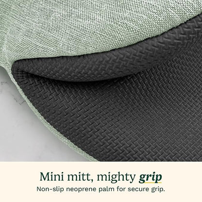 Cuisinart Mini Oven Mitts – 5.5” x 7” Heat-Resistant Kitchen Mitts for Oven with Non-Slip Neoprene Palm, Cotton Filling, and Fabric Loop – Durable Oven Mitt Set for Cooking & Baking (Sage)
