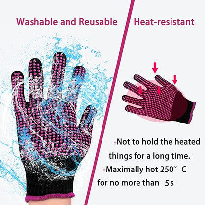 HTVRONT Heat Resistant Gloves for Sublimation - 2Pcs Heat Gloves for Sublimation with Silicone Bumps, Heat Resistant Work Gloves for Women, Universal Fit Size