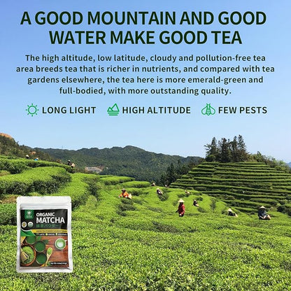 TIAN HU SHAN Organic Matcha Green Tea Powder 4.0oz/114g, Matcha Culinary Grade For Lattes, Cooking, Baking