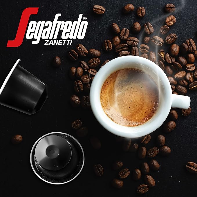 Segafredo Zanetti Espresso Capsules – Aluminum Pods for Nespresso Original Machines – Dark Roast Premium Espresso with a Full-Bodied Aroma – Strong, Intensity 11 – Ovation, 10 Count