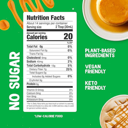 Pyure Organic Caramel Flavored Syrup, Zero Sugar, 1 Net Carb Keto Syrup, Gluten-Free, Organic Plant-Based Sugar Free Caramel Syrup for Vegan Keto Friendly Food, 14 Oz (Pack of 5)