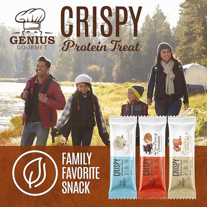 Genius Gourmet Crispy Protein Treat, Salted Caramel, Keto Snack, Low Carb, Low Sugar & Gluten Free, Protein Snacks for Adults, 10G of Whey Protein per Protein Bar, 5 Net Carbs, On The Go Snack, 10 CT