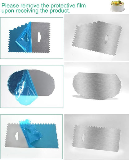 New 6pcs Cake Scraper 430 stainless Decorating Comb and Icing Smoother