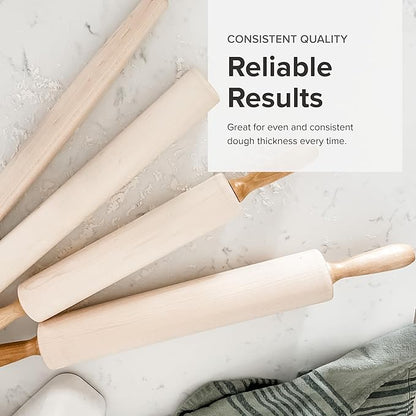 Frieling Crafted in the USA Maple Rolling Pin - Classic Baker Straight - 2-Inch by 18.5-Inch - Precision Wooden Rolling Pin - Pizza Dough Roller