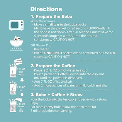 J WAY Instant Vanilla Latte Coffee Kit with Authentic Brown Sugar Tapioca Boba, Ready in Under One Minute, Paper Straws Included - 3 Servings
