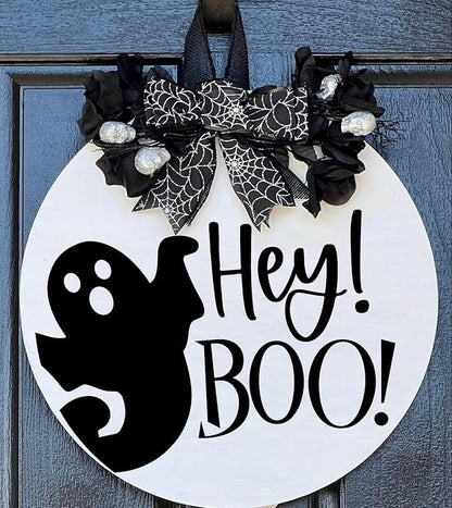 Halloween Stencils for Painting on Wood 12inch Large Reusable Halloween Stencil for Door Hanger Round Skeleton Ghost Boo Templates for Door Mat Fabric