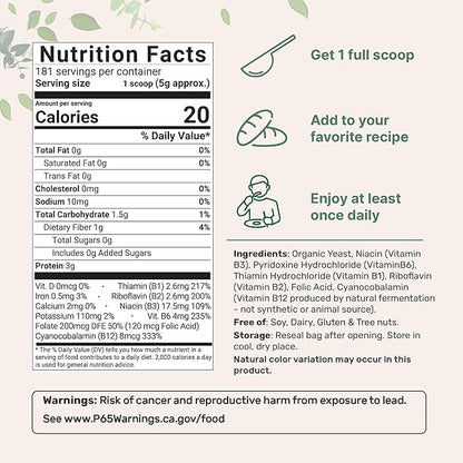 Micro Ingredients Organic Fortified Nutritional Yeast Flakes, 2lb (32oz) | Rich in Vegan Protein, B Vitamins, & Beta-Glucans | Keto Friendly, Dairy Free Cheese Substitute, Non-GMO, Gluten Free
