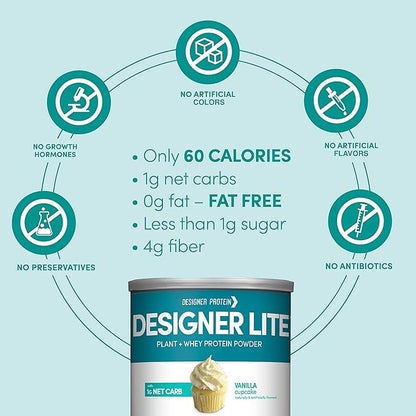 Designer Wellness, Designer Lite, Low Calorie Natural Protein, Prebiotic Fiber, Key Vitamins & Minerals, Vanilla Cupcake and Chocolate Cookies & Cream Bundle
