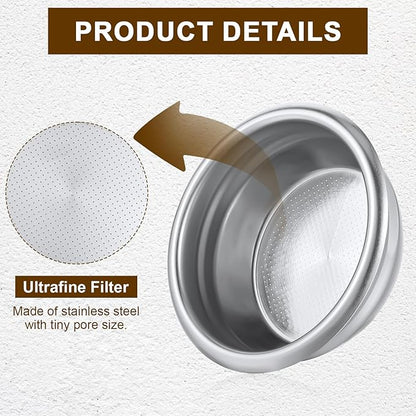 58mm Portafilter Basket,Metal Coffee Filter, Stainless Steel 58mm Basket Porous Double Cup Coffee Filter for Portafilter Coffees Machine,Paperless and Permanently Reusable