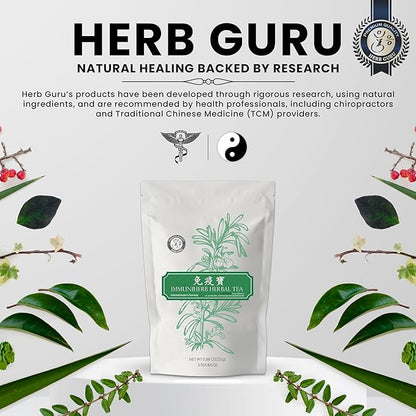 Herb Guru Immuniherb Herbal Tea Bags – Healthy Immune Function & Respiratory Comfort with Ginger, Balloon Flower, Mint & Licorice Root – Caffeine Free Tea, 0.88 Ounces