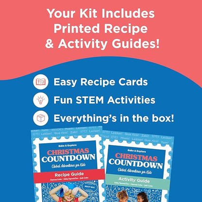 BāKIT Box Holiday Cookie Kit for Kids | Christmas Gingersnap Baking Mix + 12 Days of Christmas Activity Booklet | DIY Gingerbread Cookie Kit
