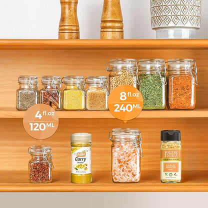 ComSaf Small Glass Jars with Airtight Lid Set of 12, Spice Jars 8 oz, Mason Jars 8 oz, Small Canning Jar, 8oz Jars with Lids for Kitchen, Jam, Jelly, Honey, Dessert, Salad, Shower Wedding Favors
