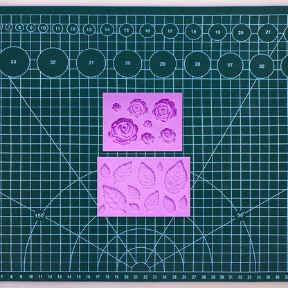 Rose Flower Fondant Molds, Flower and Leaves Silicone Molds, Cake Decoration Chocolate Molds for Cupcake Topper Candy Cookie Clay Crafting Projects Set Of 2