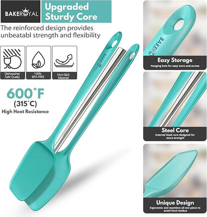 Silicone Spatula Set - 4-Piece Rubber Spatulas Silicone Heat Resistant 600°F for Everyday Task - Seamless Design Kitchen Spatulas for Nonstick Cookware - Aqua