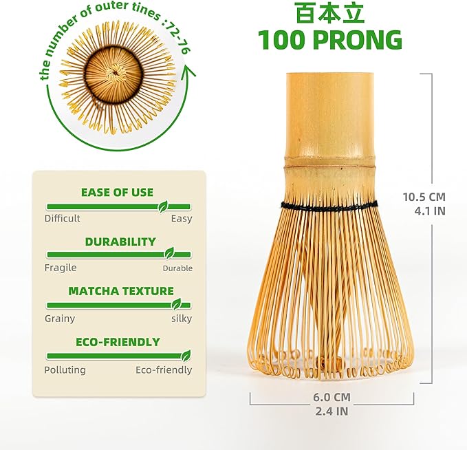 TEANAGOO Matcha Whisk Set,Matcha Whisk (100 prongs) with Pink Holder,6-PCS Traditional Starter Set,Scoop (Chashaku),Tea Spoon,Bamboo Chasen for Making Latte,Ceremony Accessory,Gife for Friend/Family