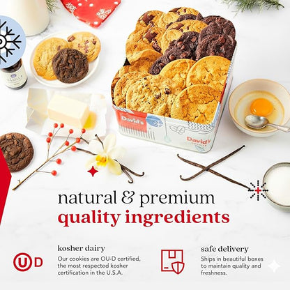 David’s Cookies Winter Wonderland Assorted Christmas Cookies Tin - Delicious Chocolate Chunk & Oatmeal Raisin Cookies - Fresh-baked and Homemade Cookies - Gourmet Holiday Food Gift Basket for Everyone