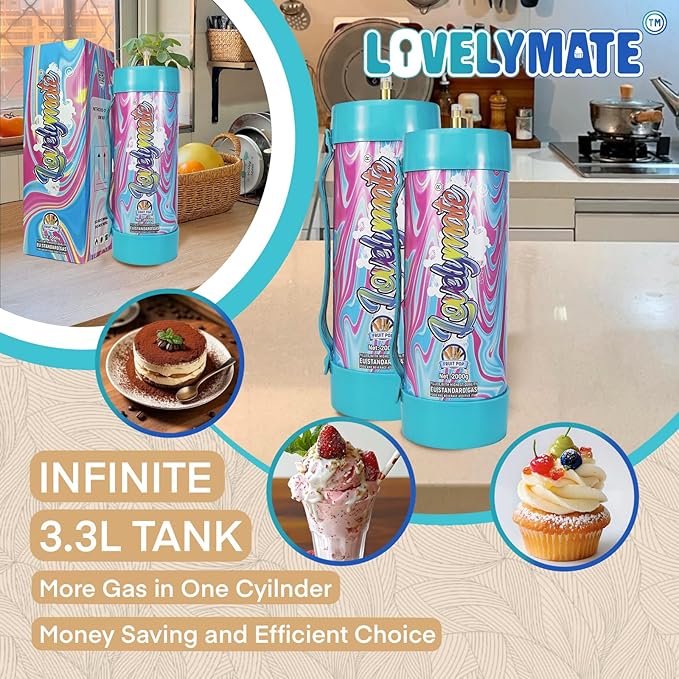 Whipped Cream Charger Tank 3.3L 2000G Whip Cream Charger Cylinder Food Grade Flavored (Tips Included) (2, Fruit pop)