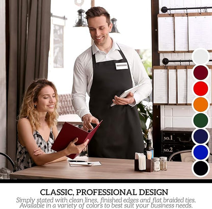 GREEN LIFESTYLE 12 Pack Professional Chef Apron – Grilling Aprons for Men, Waterproof Cooking Apron for BBQ, Work or Restaurant Use, Kitchen Aprons for Women – Burgundy, No Pockets