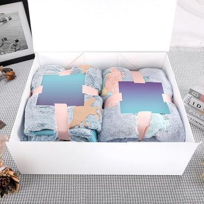 19.2x15.8x7 Inches, Extra Large Gift Box with Lid, Bridesmaid Proposal Box with Magnetic Closure, Giant Gift Box for Clothes and Large Gifts (Glossy White)