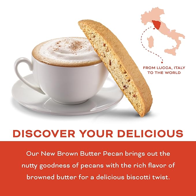 Nonni's Brown Butter Pecan Biscotti, Nutty Pecan Cookie with Rich Browned Butter Flavor, 8 Individually Wrapped Bakery Snacks, 5.52 oz, 3 Pack