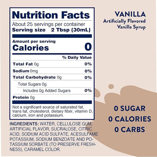 Jordan's Skinny Syrup Sugar-Free, Vanilla, 25.4 Ounce